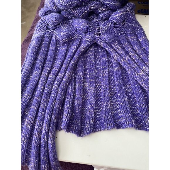 Mermaid Knit Blanket Tail Scalloped Crochet Purple - Picture 5 of 5